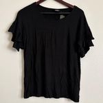 Agnes & Dora NWT ‎ Women’s Black Basic Short Sleeve Tee Ruffle Sleeves Size S Photo 3