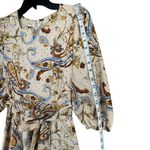 Espresso Midi Dress XS Tan Floral Paisley Square Neck Belted Tiered Euro Summer Brown Size 0 Photo 9
