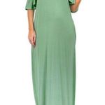 Bee Uniq 🆕Dusty Green Ruffle-Accent Cold Shoulder Maxi M🆕 Photo 0