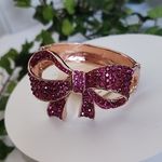 Rose Gold Hinge / Clamper Bracelet Fuschia Pink Crystal Bow Design New Photo 0