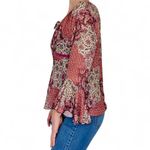 Studio Y Vintage Y2K Red Burgundy Paisley Bohemian Flare Sleeve Blouse Photo 1