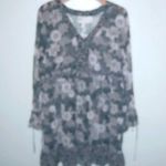 Knox Rose  L V-Neck Mauve Gray Roses Dress Photo 1