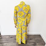 [Vintage] 70s Yellow Gingham Floral Print High Neck Halter Maxi Dress Sz Small S Photo 3