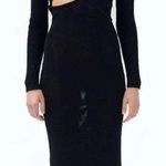 Ronny Kobo‎ Dress Black One Shoulder Cut Out Crochet Knit Midi Dress Size S Black Photo 0