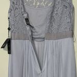 Adrianna Papell  4 silver short sleeve lace stretch tule gown wedding bridesmaids Photo 7
