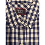 UNTUCKit Women’s Belleza Button Down Long Sleeve Blue Gingham Shirt Sz 0 NWT Photo 5
