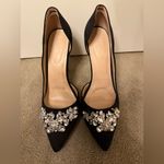 Bella Marie Black Vegan Faux Suede Stiletto Heels with Crystal Details Size 10 Photo 4