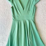 Mint Green Knit Skater Dress from ModCloth Cap Sleeves Pleated Skirt Yellow Star Photo 0