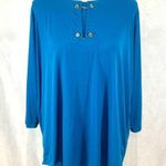 Anne Klein  ocean blue gold chain links top size 1X Photo 0