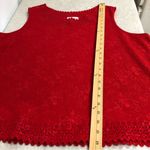 Rebecca Malone  womens 1x red textured embroidered top Photo 7