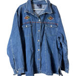 CST Blues Women Sz 30W Denim Button Down Shirt Jacket Long Sleeve Aztec Western Blue Photo 0