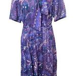 Femme of Dallas Vintage 70s Volup Purple Hippie Eclectic Floral Zip Up Mid Dress Size 1X Photo 0