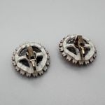 Vintage Floral Earrings Brooch Set Midcentury Enameled Metal Photo 2