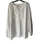 Croft & Barrow  Women's Plus Size 3X Swiss Dot‎ White Blue Blouse Photo 1