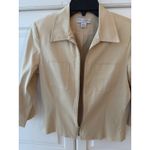 Petite Sophisticate Stretch Beige Zip Front Cropped Jacket Blazer Womens Size 4 Photo 2