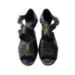 Brighton Vogue Black Heel Silver Western Buckle Strappy Shoes Size 9 Women's Photo 2