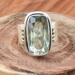 Green Amethyst Vintage Two Tone Band Silver Photo 1