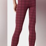 Beyond Yoga high waisted midi leggings Red Garnet Plaid Size Medium Athleisure Photo 2