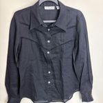 Toto N Ko Women’s Black Linen Western Style Button Front Shirt Lace Inset Sz 10 Photo 0