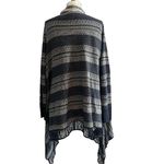 Charming Charlie Tribal Pattern Blue and White Open Front Waterfall Cardigan Photo 2