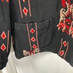 Vintage Chico's Design Large Black Red Embroidered Jacket India Cotton Rayon Size 2 Photo 4