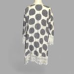 Top It Off White & Navy Blue Boho Tunic Dress Women’s Size Large – Crochet Trim Black Photo 1