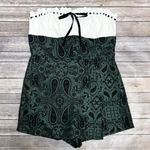 Urban Outfitters White Green Black Antoinette Strapless Brocade Paisley Romper Photo 0