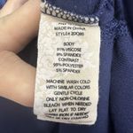 Soft Surroundings Satin Jersey Knit Tunic Blouse Size L Navy Blue Modest Preppy Photo 8