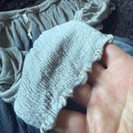 Free People  Cream and Blue Off-Shoulder Blouse Photo 3