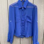 B Jewel  Sheer Blouse Blue Photo 6