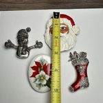 Santa Claus, Poinsettia, Snowman, Stocking Christmas Holiday Brooch Pin Lot Of 4 Photo 6