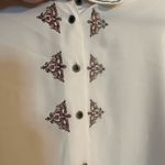 Vintage Koret Blouse with Burgundy Embroidered Details White Size 18 Photo 4