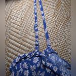 American Eagle  Women's Blue Flower Print Crop Top, Ruched Tank Top, Size S Photo 5