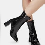 NWOT AZALEA WANG BLACK PATENT DON'T NEED YOU TONIGHT BOOTIES Size 10 Photo 1