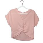 Amanda Uprichard Halifax Top Size Small Cropped Blouse Pink Twist Front V-neck Photo 4