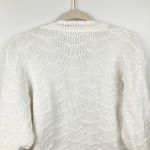 Vintage Womens L White Scallop Chunky Knit Cardigan Cottagecore Coastal Grandma Size L Photo 7