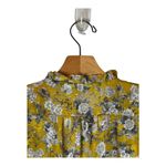 ZARA  Shirt Women Small Yellow Floral Print Jacquard‎ Ruffle Front Blouse Boho Photo 4