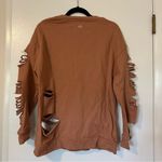 Alo Yoga  Fade Distressed Pullover Crewneck Sweatshirt Womens Small Tan Photo 6