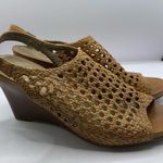 Ecco  Wedges Sandals Woven Brown Open Peep Toe size 41 Photo 3