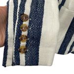 Smythe Classic Duchess Blazer‎ 100% Linen Satin Lined Navy Blue Stripe Size 4 Photo 5