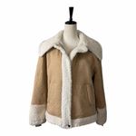 CAbi McQueen Jacket Faux Shearling Trim Soft Knit 3908 Tan Women’s Size Medium Photo 12