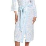 Hale Bob NWT Bamboo Mid Length Robe Pale Blue and White Photo 0