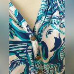 Lilly Pulitzer  Elsa Keep On Trunkin Blue & White Elephant Silk Blouse Photo 1