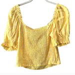 Sophie Rue Crop Top Women Size XL Extra Large Yellow White Puff Sleeve Blouse Photo 3