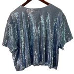 Parker Nina  Sequin Top Half Blue‎ Sparkly Party Blouse Short Sleeve 3X Photo 6