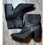 Vionic  Carnelia Black Nubuck Water Repellent Ankle Boots Block Heel Size 10 Chic Photo 3