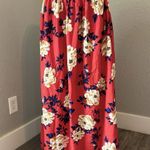 Boohoo  Maxi STRETCH WAIST Skirt Size 16 Red Floral Gypsy Boho Festival NWT #196 Photo 0