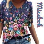 misslook cute blue floral design top!! Blue Size 3X Photo 1