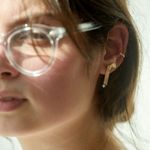 Ribbons earrings with crystal gold earrings minimalist style 🧬Material: 18k gold plated with brass Photo 2