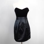 Theory  Chanesa Black Velvet Satin Silk-Blend Strapless Mini Cocktail Tube Dress Photo 5